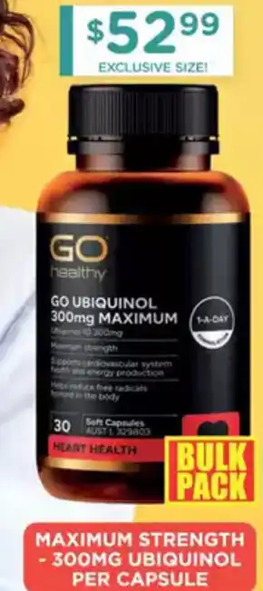 Chemist Warehouse GO Healthy Ubiquinol 300mg Maximum offer