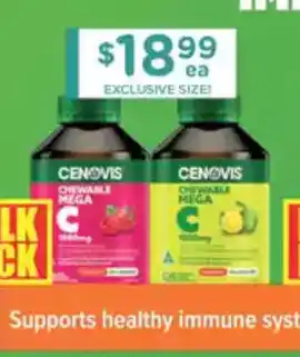 Chemist Warehouse Cenovis Chewable Mega C 1000mg Berry or Lemon Lime offer