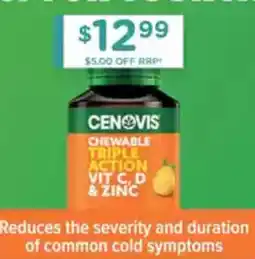 Chemist Warehouse Cenovis Chewable Triple Action Vit C, D & Zinc offer