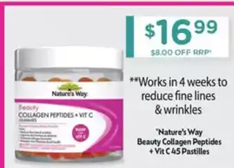 Chemist Warehouse Nature's Way Beauty Collagen Peptides + Vit C 45 Pastilles offer