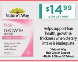 Chemist Warehouse Nature's Way Hair Growth Support + Biotin & Silicon offer