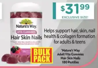 Chemist Warehouse Nature's Way Adult Vita Gummies Hair Skin Nails offer