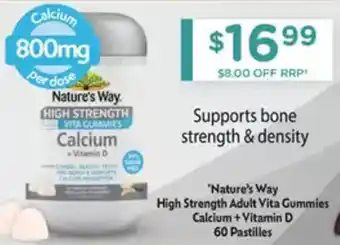 Chemist Warehouse Nature's Way High Strength Adult Vita Gummies Calcium + Vitamin D offer