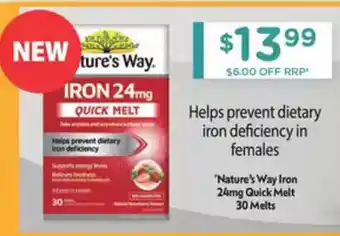 Chemist Warehouse Nature's Way Iron 24mg Quick Melt offer