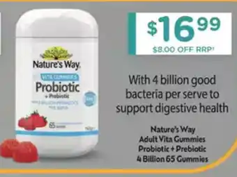 Chemist Warehouse Nature's Way Adult Vita Gummies Probiotic + Prebiotic offer