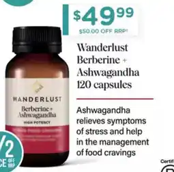 Chemist Warehouse Wanderlust Berberine + Ashwagandha offer