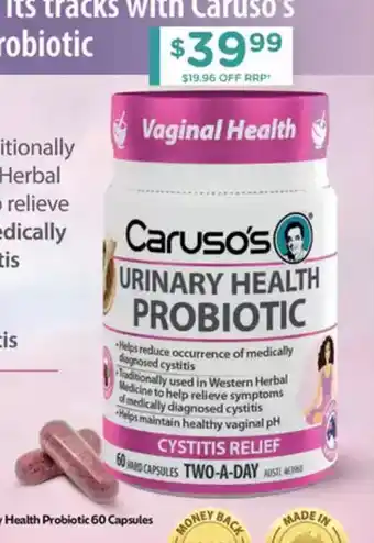 Chemist Warehouse Caruso's Urinary Health Probiotic offer