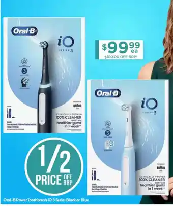 Chemist Warehouse Oral-B Power Toothbrush iO 3 Series Black or Blue offer