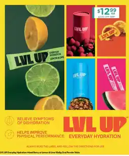 Chemist Warehouse LVL UP Everyday Hydration Mixed Berry or Lemon & Lime 10x6g Oral Powder Sticks offer