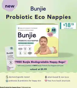 Chemist Warehouse Bunjie Probiotic Eco Nappies Range offer