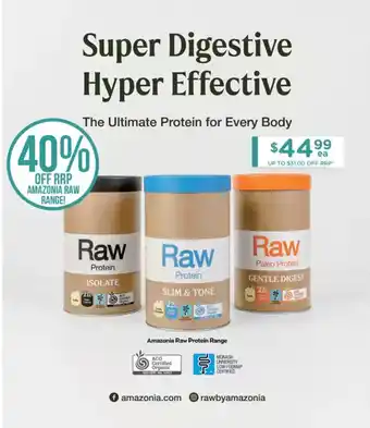 Chemist Warehouse Amazonia Raw Protein Range offer