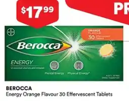 Priceline Berocca Energy Orange Flavour 30 Effervescent Tablets offer