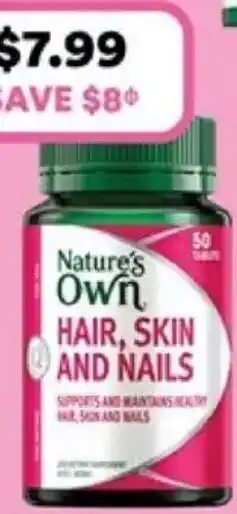 Priceline Nature's own hair skin and nails offer