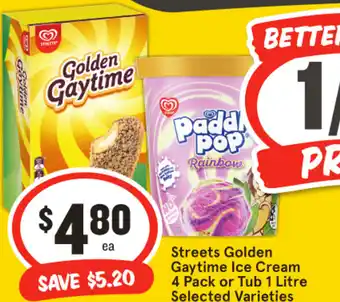 IGA Streets Golden Gaytime Ice Cream offer