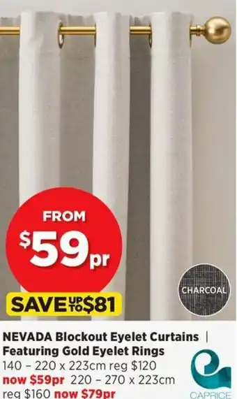 Spotlight NEVADA Blockout Eyelet Curtains Featuring Gold Eyelet Rings offer