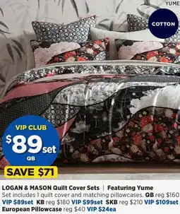 Spotlight LOGAN & MASON Quilt Cover Sets  Featuring Yume offer