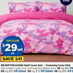 Spotlight BRAMPTON HOUSE Quilt Cover Sets  Featuring Camo Pink offer