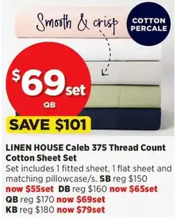 Spotlight Linen house caleb 375 thread count cotton sheet set offer