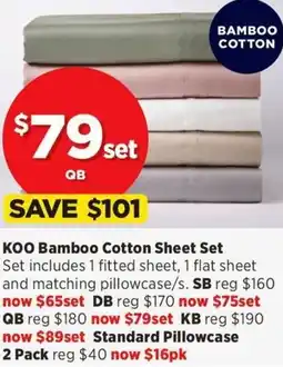 Spotlight KOO Bamboo Cotton Sheet Set offer