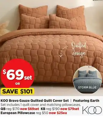 Spotlight KOO Bravo Gauze Quilted Quilt Cover Set offer