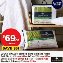 Spotlight LOGAN & MASON Bamboo Blend Quilt and Pillow Quilt SB offer