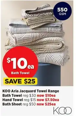 Spotlight KOO Aria Jacquard Towel Range Bath Towel offer