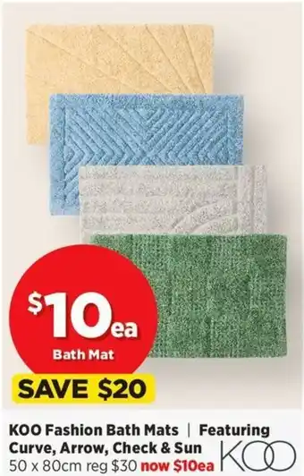 Spotlight KOO Fashion Bath Mats Featuring Curve, Arrow, Check & Sun offer