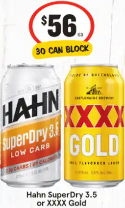 IGA Liquor Hahn SuperDry 3.5 or XXXX Gold offer