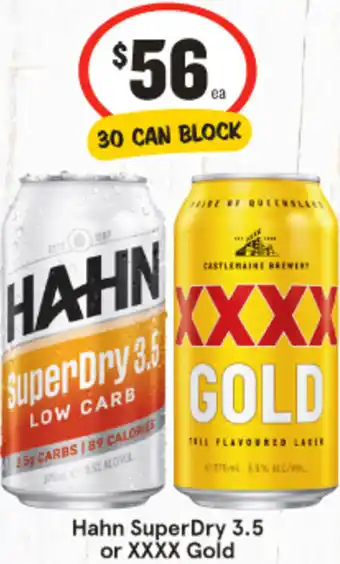 IGA Liquor Hahn SuperDry 3.5 or XXXX Gold offer