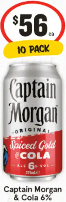 IGA Liquor Captain Morgan & Cola 6% offer