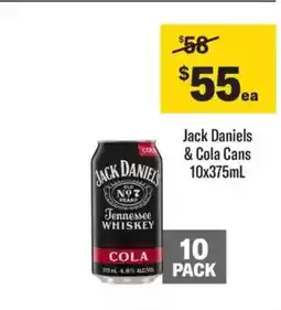 Liquorland Jack Daniels & Cola Cans 10x375mL offer