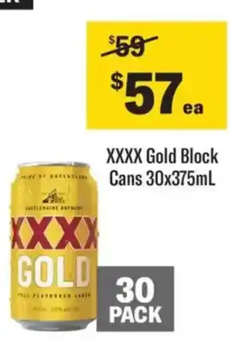 Liquorland XXXX Gold Block Cans 30x375mL offer