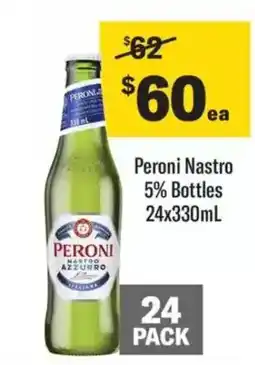 Liquorland Peroni Nastro 5% Bottles 24x330mL offer