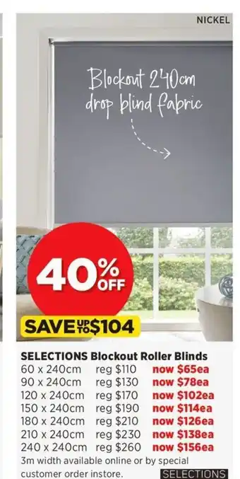 Spotlight Blockout Roller Blinds 120 x 240cm offer