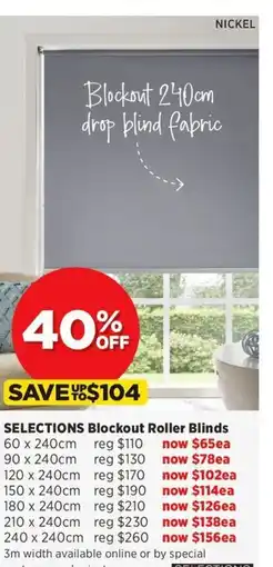 Spotlight Blockout Roller Blinds 180 x 240cm offer