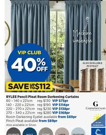 Spotlight Rylee Pencil Pleat Room Darkening Curtains 220 x 221cm offer