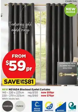 Spotlight Nevada Blockout Eyelet Curtains 220 x 223cm offer