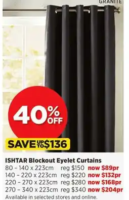 Spotlight Ishtar Blockout Eyelet Curtains 270 x 223cm offer