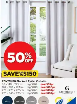 Spotlight Contempo Blockout Eyelet Curtains 140 x 223cm offer