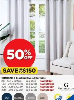 Spotlight Contempo Blockout Eyelet Curtains 220 x 223cm offer