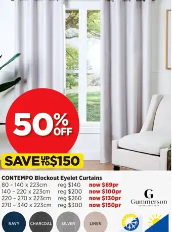 Spotlight Contempo Blockout Eyelet Curtains 270 x 223cm offer