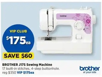 Spotlight BROTHER J17S Sewing Machine offer