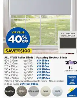 Spotlight Rylee Roller Blinds 120 x 210cm offer