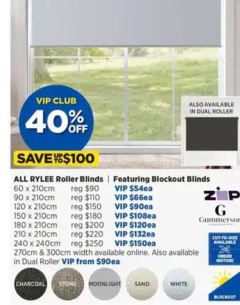 Spotlight Rylee Roller Blinds 120 x 210cm offer