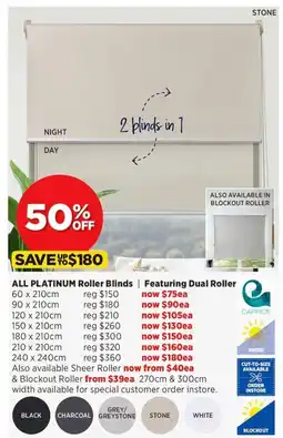 Spotlight Platinum Roller Blinds 60 x 210cm offer