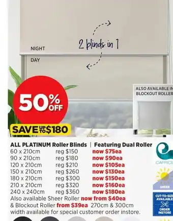 Spotlight Platinum Roller Blinds 240 x 210cm offer