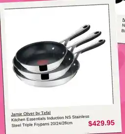 Myer Jamie Oliver by Tefal Kitchen Essentials Induction NS Stainless Steel Triple Frypans 20/24/28cm offer