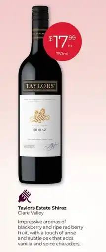 Porters Taylors Estate Shiraz Clare Valley offer