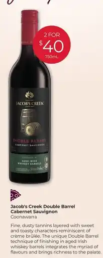 Porters Jacob's Creek Double Barrel Cabernet Sauvignon Coonawarra offer