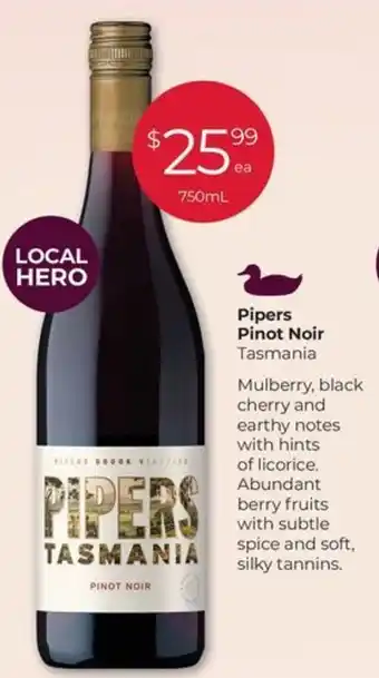 Porters Pipers Pinot Noir Tasmania offer